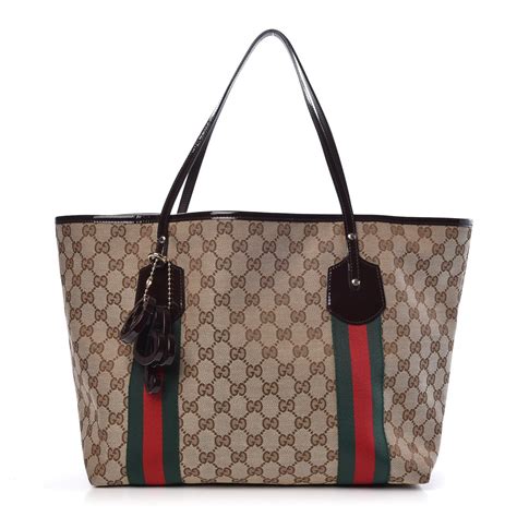 GUCCI Monogram Web Large Jolie Tote Brown 